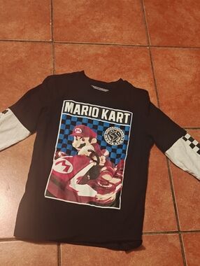 Nintendo Mario Kart Long Sleeve Tee - Black/White/Blue/Red